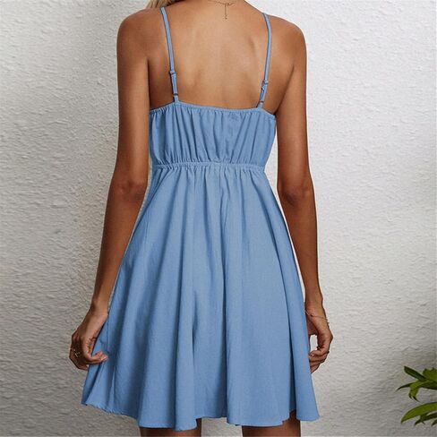 Yuemengxuan Women Bow Tie Mini Dress Sexy Backless Sleeveless Spaghetti Strap Flowy Short Dresses Cute Party Club Dress in Saudi Arabia