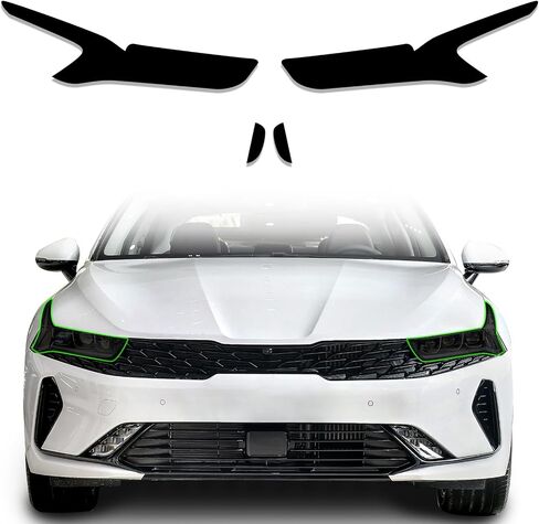 Precut Vinyl Overlay Tint Kit Film Fit for Kia K5 2021 2022 Headlight Side Lights with Gloss Dark Smoke Wrap Cover Vinyl Decals Exterior Parts and Accessories (Headlight+Front Side Lights) in Saudi Arabia
