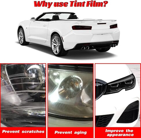 Precut Vinyl Overlay Tint Kit Film Fit for Kia K5 2021 2022 Headlight Side Lights with Gloss Dark Smoke Wrap Cover Vinyl Decals Exterior Parts and Accessories (Headlight+Front Side Lights) in Saudi Arabia