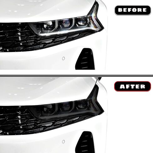 Precut Vinyl Overlay Tint Kit Film Fit for Kia K5 2021 2022 Headlight Side Lights with Gloss Dark Smoke Wrap Cover Vinyl Decals Exterior Parts and Accessories (Headlight+Front Side Lights) in Saudi Arabia