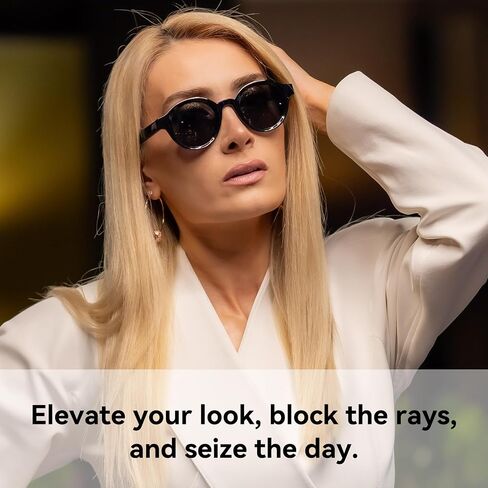 Round Acetate Polarized Sunglasses for Women Men Trendy UV Protection Retro Circle Sunnies in Saudi Arabia