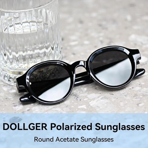 Round Acetate Polarized Sunglasses for Women Men Trendy UV Protection Retro Circle Sunnies in Saudi Arabia
