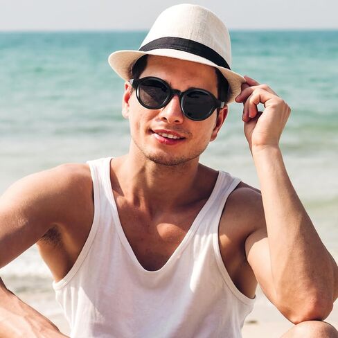 Round Acetate Polarized Sunglasses for Women Men Trendy UV Protection Retro Circle Sunnies in Saudi Arabia