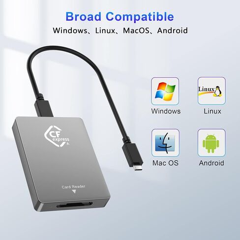 قارئ بطاقات CFexpress من النوع A، قارئ بطاقات ذاكرة USB 3.1 Gen 2 بسرعة 10 جيجابت في الثانية CF Express من الألومنيوم محمول مع كابل من النوع A من النوع C، يدعم قارئ CFexpress من النوع A Windows/MacOS/Linux/Android in Saudi Arabia