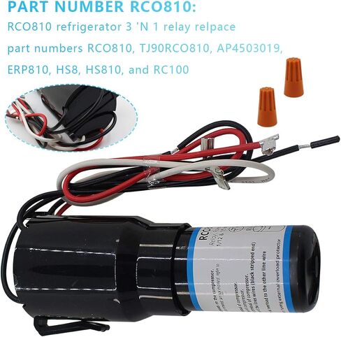 مجموعة البداية الصلبة RCO810 3 في 1 لمكثف البدء لثلاجات ومجمدات ومكثف التحميل الزائد المتوافق مع Supco، مُصنف من 1/12 إلى 1/5 HP-120V يستبدل RCO810، TJ90RCO810، AP4503019 in Kuwait