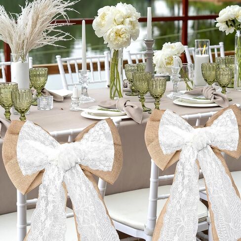 Tudomro 24 Pcs 12 x 108 Inch Wedding Burlap Table Runners and 24 Pcs White Lace Table Runner Bulk Rustic Table Runner Decor Party Favors for Birthday Hotel Farmhouse Home Table(Elegant Style) in Saudi Arabia