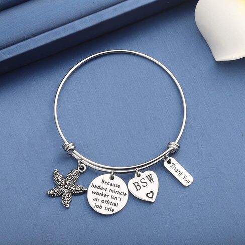 MYOSPARK Social Worker Gifts BSW MSW DSW Because Badass Miracle Worker Isn't an Official Job Title Bracelet Appreciation Gift For Volunteer in Saudi Arabia