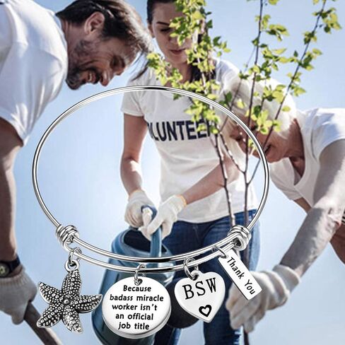 MYOSPARK Social Worker Gifts BSW MSW DSW Because Badass Miracle Worker Isn't an Official Job Title Bracelet Appreciation Gift For Volunteer in Saudi Arabia