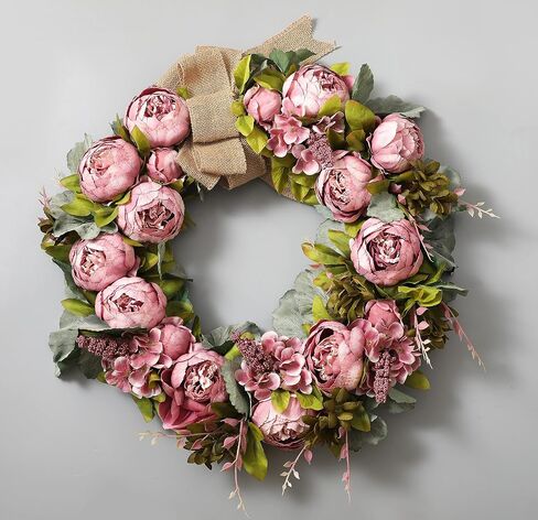 Wreaths for Front Door 24 inch Fall Wreaths Door Wreaths for Front Door with Peony Grapevine Base in Spring Summer Autumn Winter Wreaths for Indoor Outdoor in Saudi Arabia