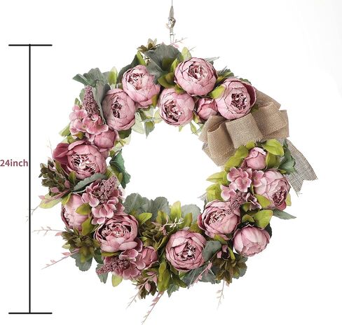 Wreaths for Front Door 24 inch Fall Wreaths Door Wreaths for Front Door with Peony Grapevine Base in Spring Summer Autumn Winter Wreaths for Indoor Outdoor in Saudi Arabia