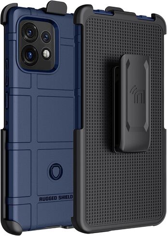 حافظة مزودة بمشبك لهاتف Motorola Edge Plus (2023)، وغطاء واقٍ ودرع متين من Nakedcellphone Special Ops التكتيكية و[سقاطة دوارة] وحافظة بمشبك حزام لهاتف Moto Edge+ 5G - أزرق داكن in Kuwait
