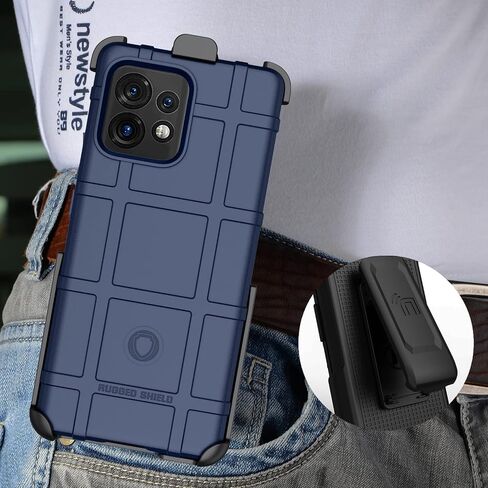 حافظة مزودة بمشبك لهاتف Motorola Edge Plus (2023)، وغطاء واقٍ ودرع متين من Nakedcellphone Special Ops التكتيكية و[سقاطة دوارة] وحافظة بمشبك حزام لهاتف Moto Edge+ 5G - أزرق داكن in Kuwait