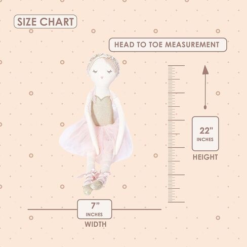 MON AMI Ballerina Stuffed Doll - 22", Plush Ballerina Doll for Girls, Use as Toy or Room Decor, Great Gift for Kids of All Ages in Kuwait
