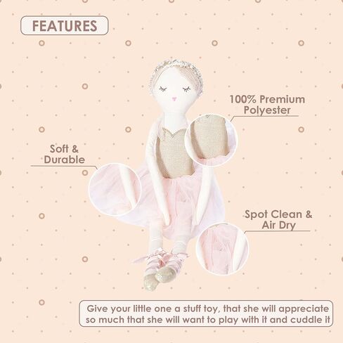 MON AMI Ballerina Stuffed Doll - 22", Plush Ballerina Doll for Girls, Use as Toy or Room Decor, Great Gift for Kids of All Ages in Kuwait