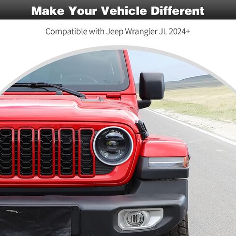 CheroCar for JL Front Grille Grill Insert Cover Trim Exterior Accessories for Jeep Wrangler JL 2024+,Red in Saudi Arabia