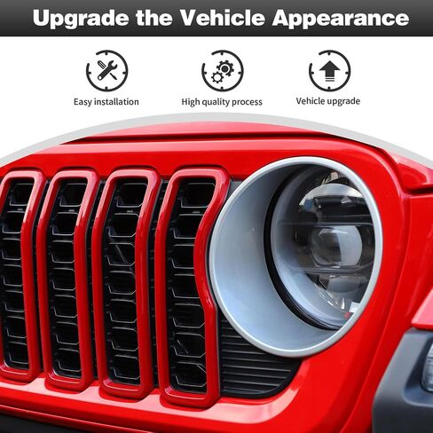 CheroCar for JL Front Grille Grill Insert Cover Trim Exterior Accessories for Jeep Wrangler JL 2024+,Red in Saudi Arabia
