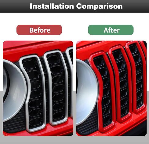 CheroCar for JL Front Grille Grill Insert Cover Trim Exterior Accessories for Jeep Wrangler JL 2024+,Red in Saudi Arabia