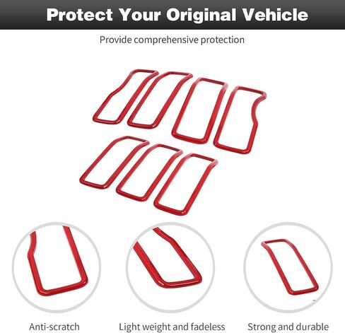 CheroCar for JL Front Grille Grill Insert Cover Trim Exterior Accessories for Jeep Wrangler JL 2024+,Red in Saudi Arabia