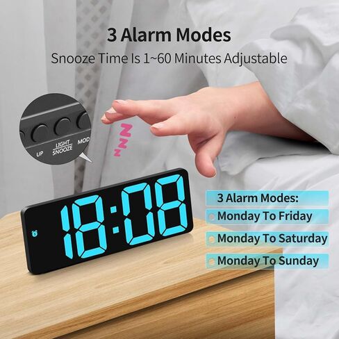ساعات منبه رقمية صغيرة لغرف النوم، ساعة رقمية لمكتب السرير لغرفة النوم، ساعة منبه كهربائية، ساعة منبه LED للطاولة مع بطارية احتياطية تعمل بالطاقة، محمولة للسفر in Kuwait