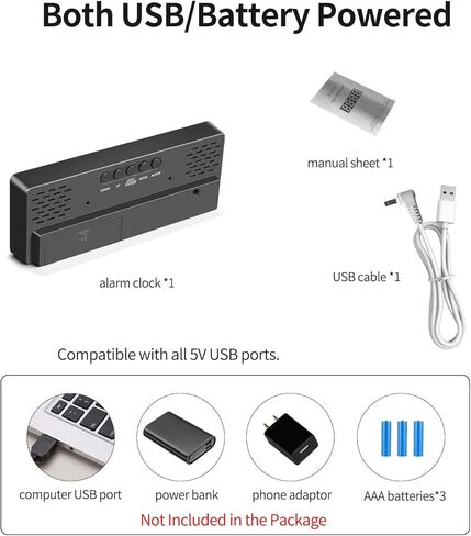 ساعات منبه رقمية صغيرة لغرف النوم، ساعة رقمية لمكتب السرير لغرفة النوم، ساعة منبه كهربائية، ساعة منبه LED للطاولة مع بطارية احتياطية تعمل بالطاقة، محمولة للسفر in Kuwait