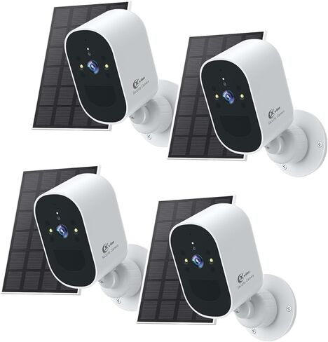XVIM 4Pack Solar Security Camera Wireless Outdoor, 2MP Battery Powered Camera Wireless Outdoor, 2.4GHz WiFi, Night Vision, AI Detection, SD/Cloud in Kuwait