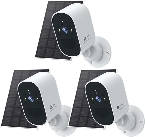 XVIM 4Pack كاميرا أمان تعمل بالطاقة الشمسية لاسلكية في الهواء الطلق، كاميرا تعمل بالبطارية 2 ميجابكسل لاسلكية في الهواء الطلق، 2.4 جيجا هرتز واي فاي، رؤية ليلية، اكتشاف الذكاء الاصطناعي، SD/سحابة in Saudi Arabia