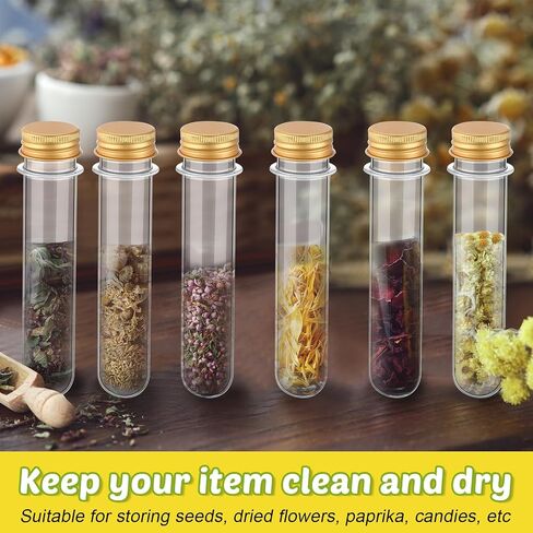 50 Pcs Test Tubes 40 ml Plastic Test Tubes with Screw Lids 1.1 x 5.5 Inch/ 28 x 140 mm Clear Candy Tubes Vials Storage Tubes Container for Sample Powder Seed Bead Gift Science Party (Silver) in Saudi Arabia
