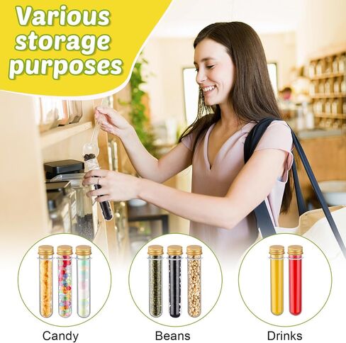 50 Pcs Test Tubes 40 ml Plastic Test Tubes with Screw Lids 1.1 x 5.5 Inch/ 28 x 140 mm Clear Candy Tubes Vials Storage Tubes Container for Sample Powder Seed Bead Gift Science Party (Silver) in Saudi Arabia