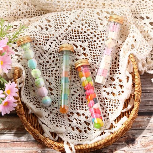 50 Pcs Test Tubes 40 ml Plastic Test Tubes with Screw Lids 1.1 x 5.5 Inch/ 28 x 140 mm Clear Candy Tubes Vials Storage Tubes Container for Sample Powder Seed Bead Gift Science Party (Silver) in Saudi Arabia