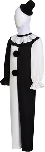 WanXiaoFeng Kids Terrifier Costume Art the Clown Mask Bloody Killer Adult Hat Accessory White Terrifier Jumpsuit Bodysuit in Saudi Arabia