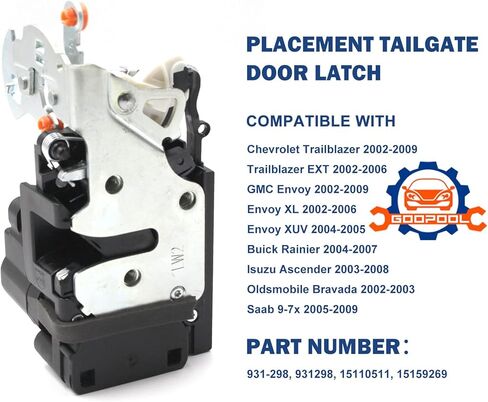 931-298 محرك مزلاج قفل الباب الخلفي متوافق مع شيفروليه تريل بليزر جي إم سي إنفوي بويك رينييه ايسوزو اسيندر أولدزموبيل برافادا ساب يستبدل # 15110511 15159269 in Kuwait