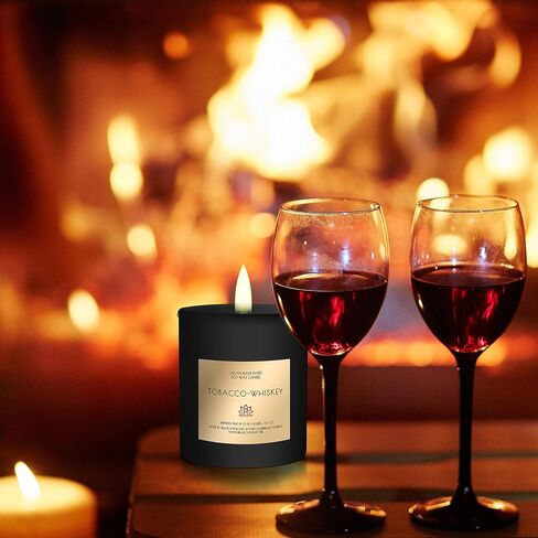 Candle for Men - Natural SoyWax Candle in Big Glass Jar - Highly Scented Candle Tobacco & Whiskey Scent | Burn Time 80 h. - Ideal for Home, Gift for Men, Husband, Father - Handmade in USA in Kuwait