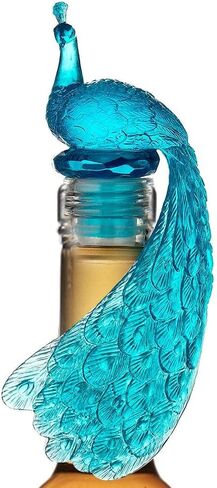 Silicone Wine Bottle Stopper Peacock Creative Wine Beverage Bottle Seal Bottle Caps Party Decoration Bar Kitchen (Blue) in Saudi Arabia