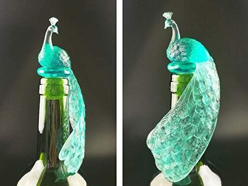 Silicone Wine Bottle Stopper Peacock Creative Wine Beverage Bottle Seal Bottle Caps Party Decoration Bar Kitchen (Blue) in Saudi Arabia