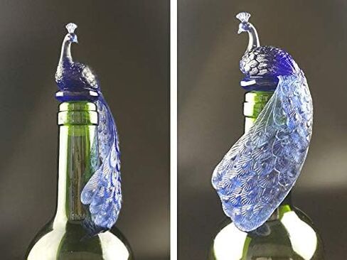 Silicone Wine Bottle Stopper Peacock Creative Wine Beverage Bottle Seal Bottle Caps Party Decoration Bar Kitchen (Blue) in Saudi Arabia