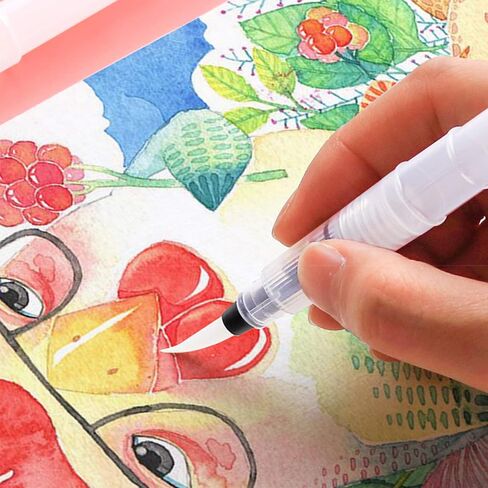 مجموعة أقلام فرشاة ألوان مائية مكونة من 6 قطع، أقلام طلاء ألوان مائية قابلة لإعادة الملء مع أطراف فرشاة من النايلون، قلم رصاص ملون قابل للذوبان في الماء مقاس 6 مع خزان مياه للرسم بالألوان المائية والأكريليك in Saudi Arabia