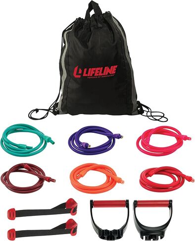 Lifeline Fitness Variable Resistance Trainer Kit - Adjustable Resistance Bands for Working Out - Home Gym Exercise Bands with Door Anchor, Carry Bag, 5ft. Bands and Triple Grip Handles in Saudi Arabia