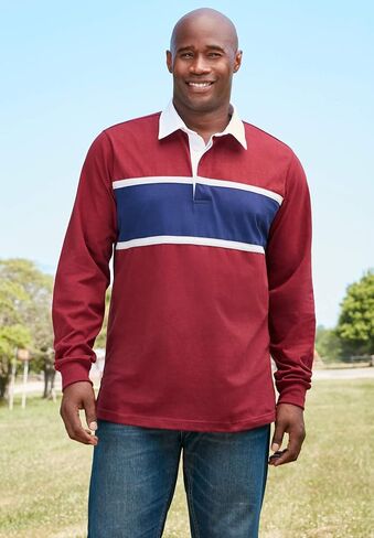 KingSize Men's Big & Tall Long-Sleeve Rugby Polo in Saudi Arabia