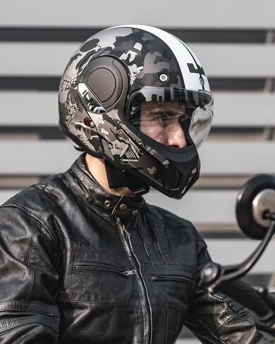 ILM Vintage Full Face Modular Motorcycle Helmet for Adults Men ATV UTV with 180° Reversible Chin Guard DOT Model-B707(Army Green, S) in Kuwait