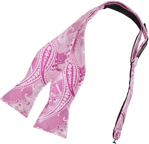 ربطة عنق دان سميث باللون الوردي والأصفر للرجال من الألياف الدقيقة الرسمية وربطة عنق ذاتية الربط وربطة عنق برتقالية وحمراء in Kuwait