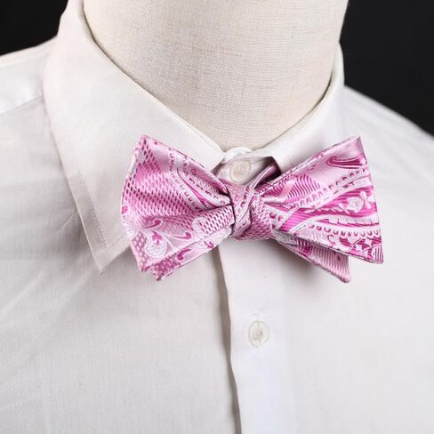 ربطة عنق دان سميث باللون الوردي والأصفر للرجال من الألياف الدقيقة الرسمية وربطة عنق ذاتية الربط وربطة عنق برتقالية وحمراء in Kuwait