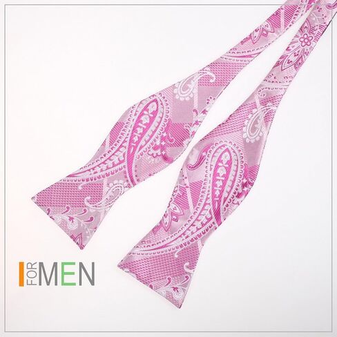 ربطة عنق دان سميث باللون الوردي والأصفر للرجال من الألياف الدقيقة الرسمية وربطة عنق ذاتية الربط وربطة عنق برتقالية وحمراء in Kuwait