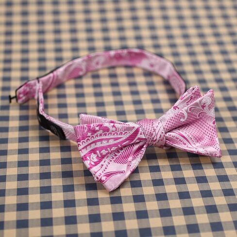 ربطة عنق دان سميث باللون الوردي والأصفر للرجال من الألياف الدقيقة الرسمية وربطة عنق ذاتية الربط وربطة عنق برتقالية وحمراء in Kuwait