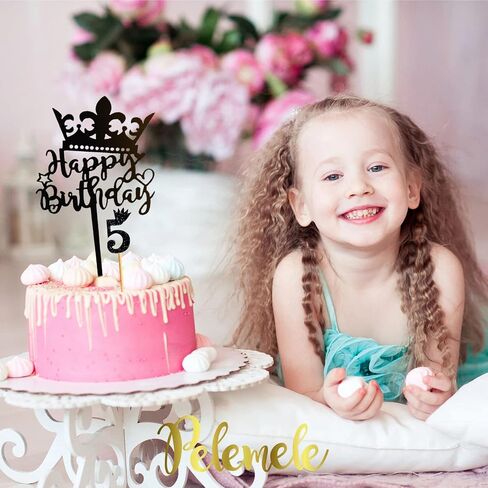 Happy Birthday Cake Topper, 20PCS Black Acrylic Happy Birthday Sign Cupcake Toppers Set for Boys Girls Women Men Birthday Party Decorations Supplies in Saudi Arabia