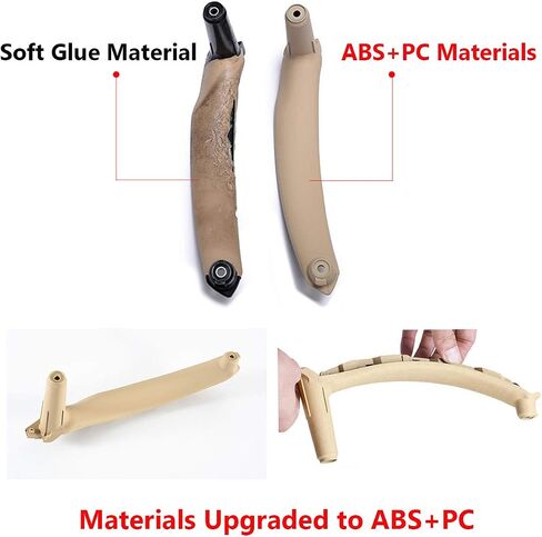 TTCR-II for BMW X5 X6 Door Handle Outer Cover, Genuine Leather Handle Outer Bracket Right Front/Right Rear Passenger Seat Door Panel Trim (Fits: BMW X5 2007-2013 and X6 2008-2014) (Beige, Right) in Saudi Arabia