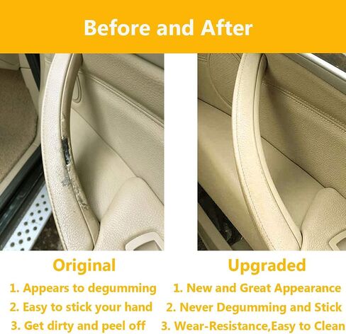 TTCR-II for BMW X5 X6 Door Handle Outer Cover, Genuine Leather Handle Outer Bracket Right Front/Right Rear Passenger Seat Door Panel Trim (Fits: BMW X5 2007-2013 and X6 2008-2014) (Beige, Right) in Saudi Arabia