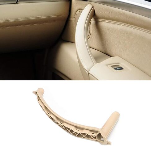 TTCR-II for BMW X5 X6 Door Handle Outer Cover, Genuine Leather Handle Outer Bracket Right Front/Right Rear Passenger Seat Door Panel Trim (Fits: BMW X5 2007-2013 and X6 2008-2014) (Beige, Right) in Saudi Arabia