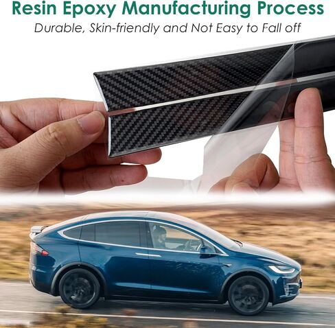 4 Pcs Door Handle Wrap Compatible with Tesla Model X (2016-2023) Accessories Car Door Handle Cover Trim Protector Sticker Decal Carbon Fiber Exterior Upgrade Modification (Black) in Saudi Arabia