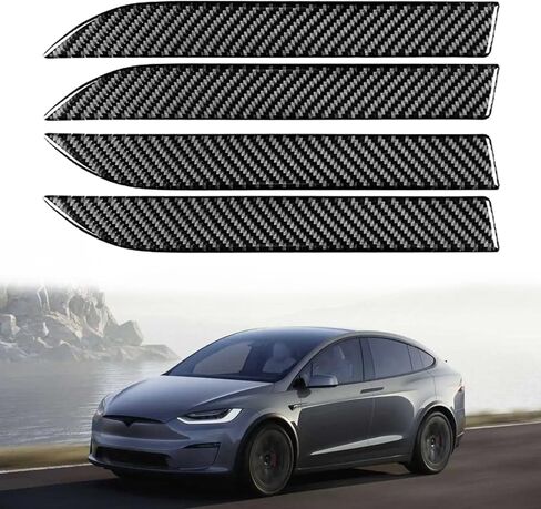4 Pcs Door Handle Wrap Compatible with Tesla Model X (2016-2023) Accessories Car Door Handle Cover Trim Protector Sticker Decal Carbon Fiber Exterior Upgrade Modification (Black) in Saudi Arabia