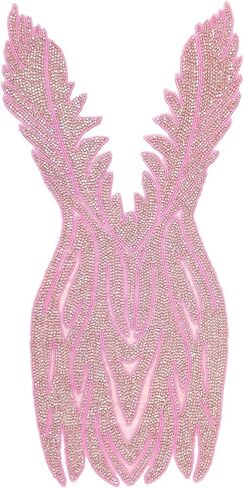 صدرية كبيرة مزينة بالترتر وأحجار الراين مزينة ببلورات وخرز للخياطة اليدوية لملابس الملابس (L6-Silver) in Kuwait